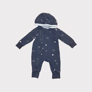 City Mouse Star Pattern Hooded Zipper Organic Romper